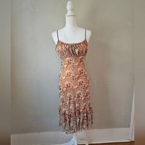 B Smart Elegant Paisley Print Dress With Adjustable Tie Bust